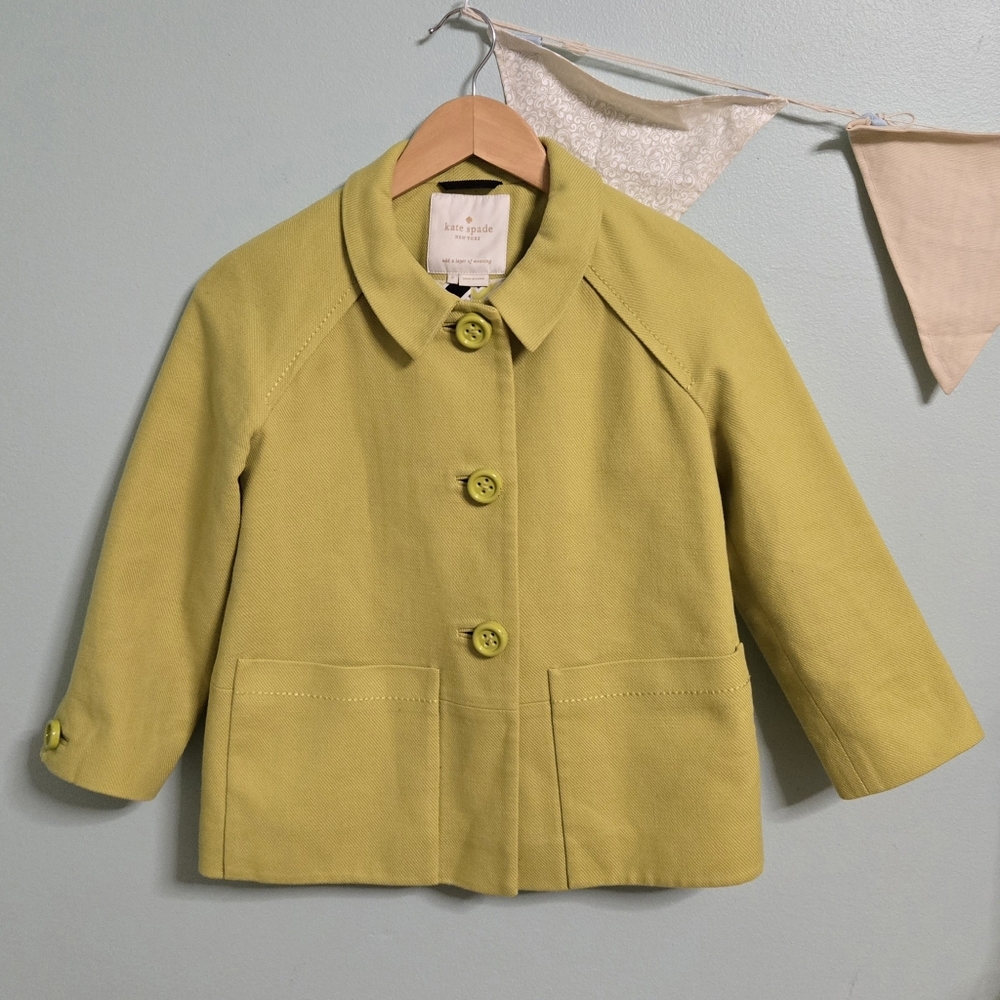 Kate Spade Suze Jacket Chartreuse Yellow Green Classic Short Coat Size 2